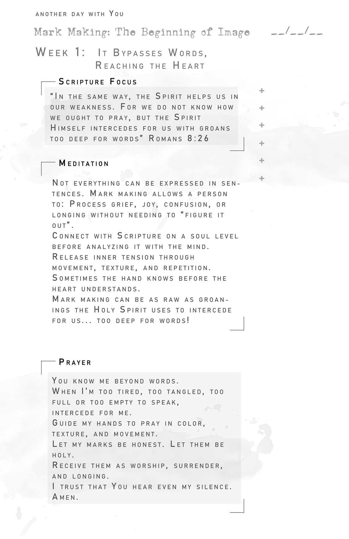 MARKS kit Prayer Journal pages