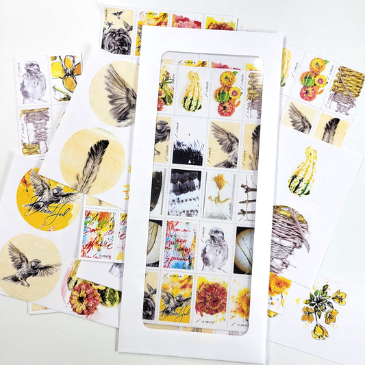 Beautiful 3 - ADD ON Post Stamps and circular stickers