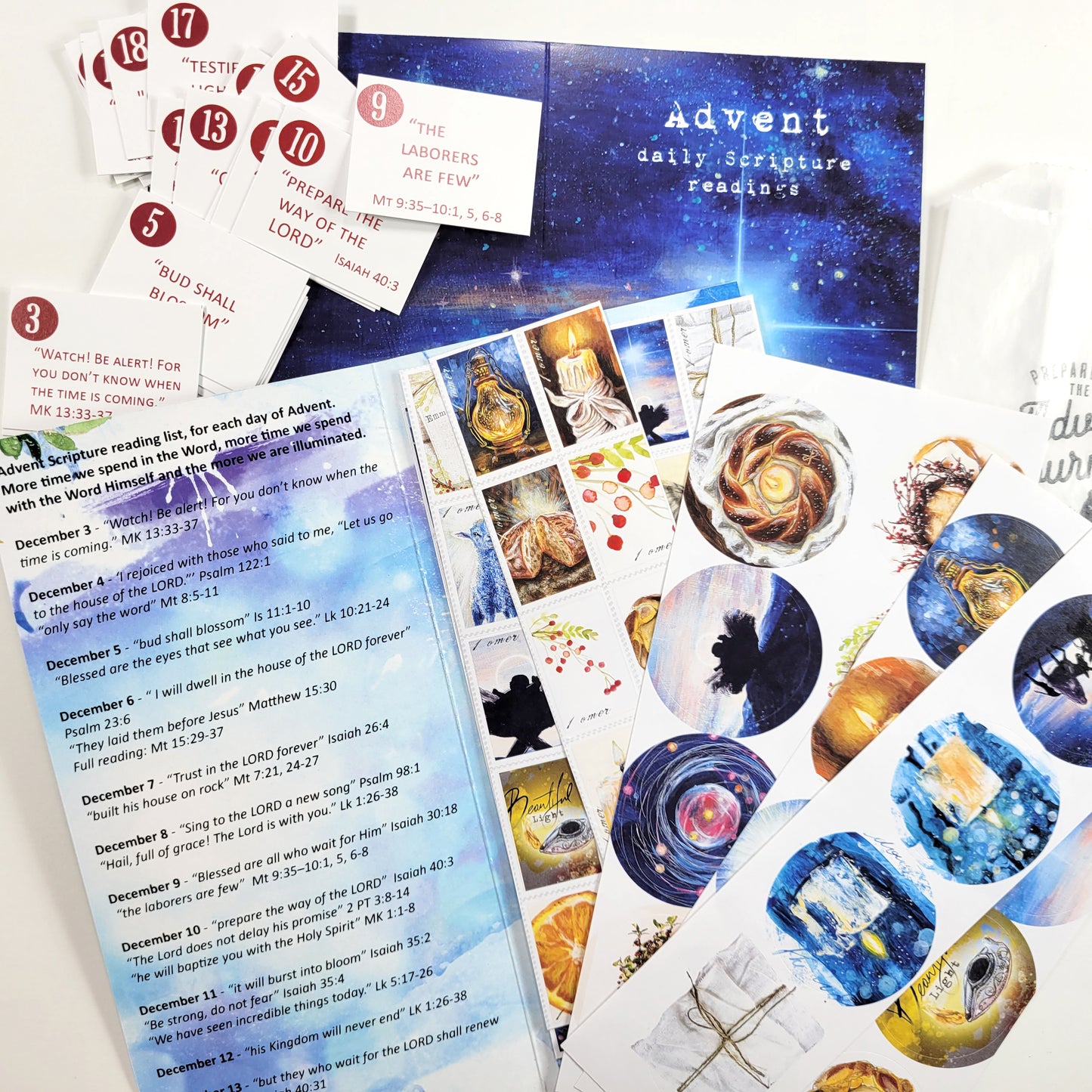 Beautiful 4 - ADD ON - Advent Scripture reading plan, Post Stamps and circular stickers