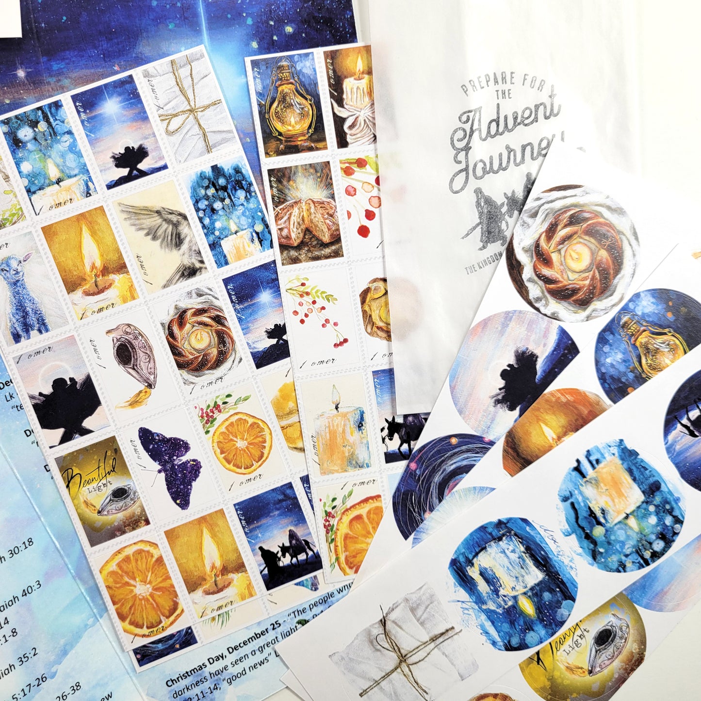 Beautiful 4 - ADD ON  - Advent Scripture reading plan, Post Stamps and circular stickers