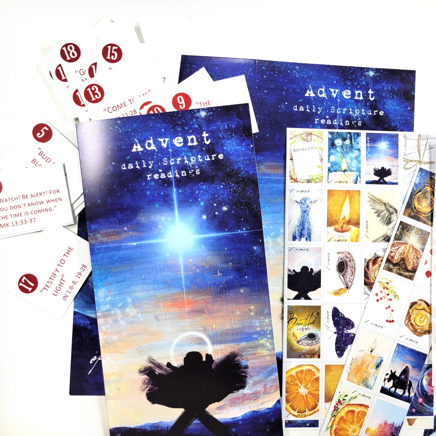 Beautiful 4 - ADD ON  - Advent Scripture reading plan, Post Stamps and circular stickers