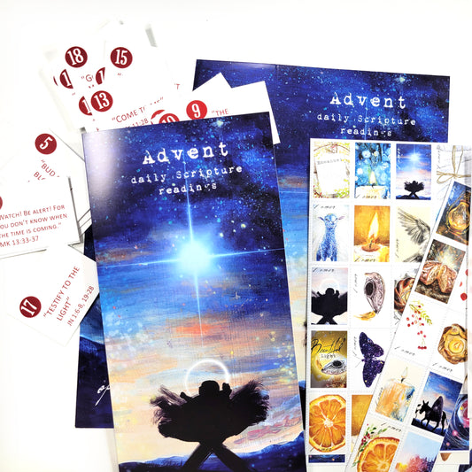 Beautiful 4 - Advent Scripture reading plan, Post Stamps and circular stickers