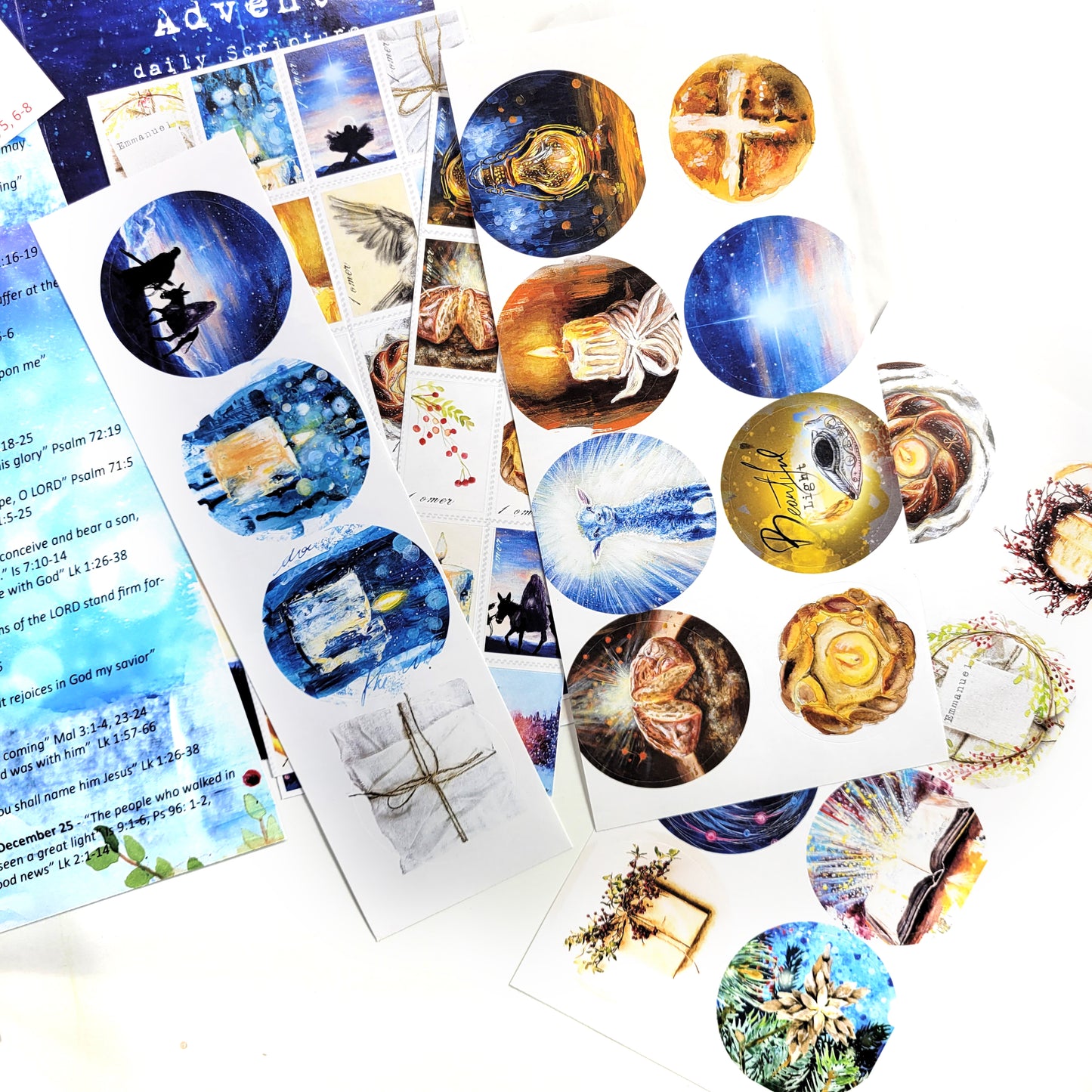 Beautiful 4 - ADD ON - Advent Scripture reading plan, Post Stamps and circular stickers