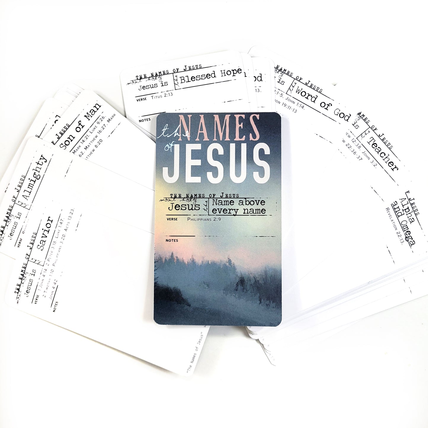 The Names of Jesus - 35 Names of Jesus card set (with Bible verse references)