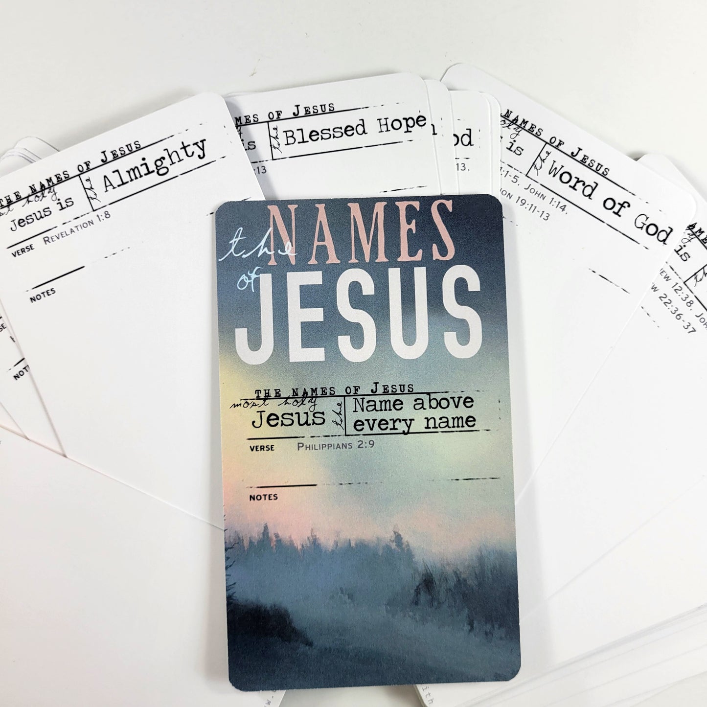 The Names of Jesus - 35 Names of Jesus card set (with Bible verse references)