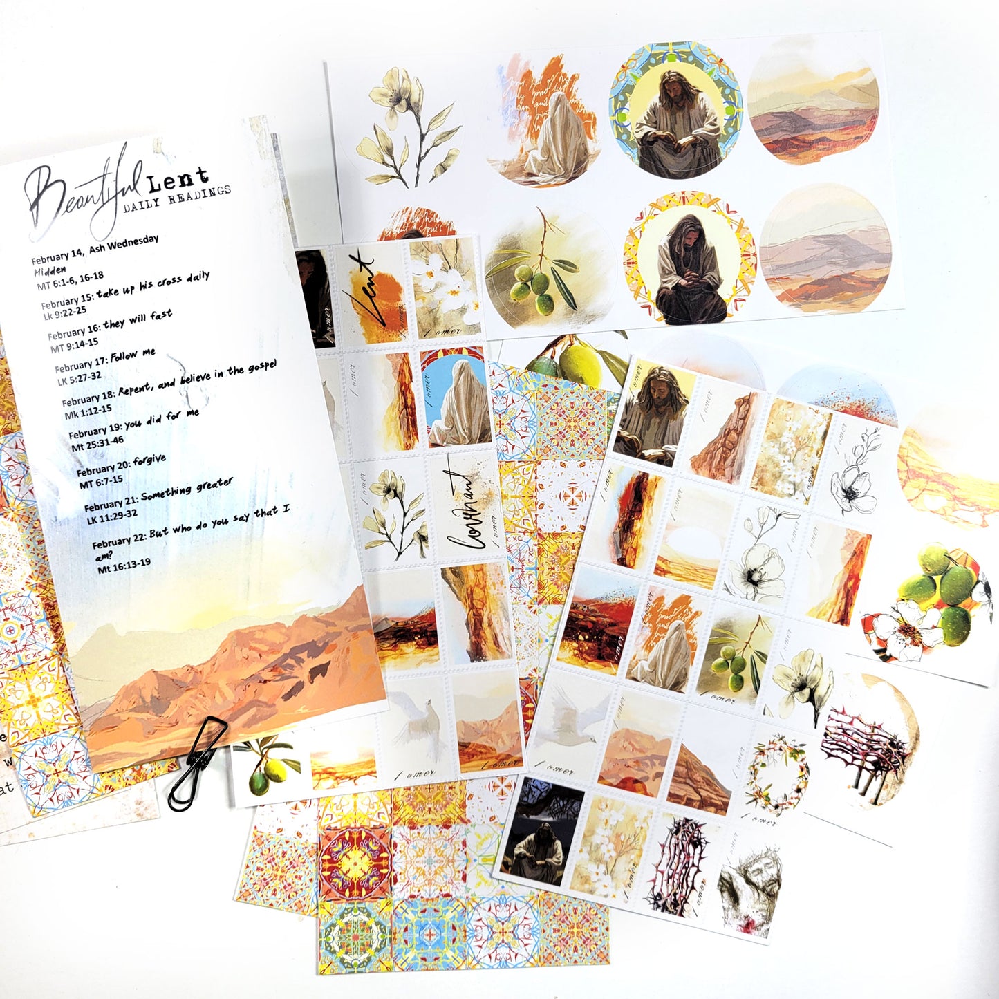 Beautiful 6 - ADD ON  - LENT Scripture reading plan, Post Stamps and word stickers