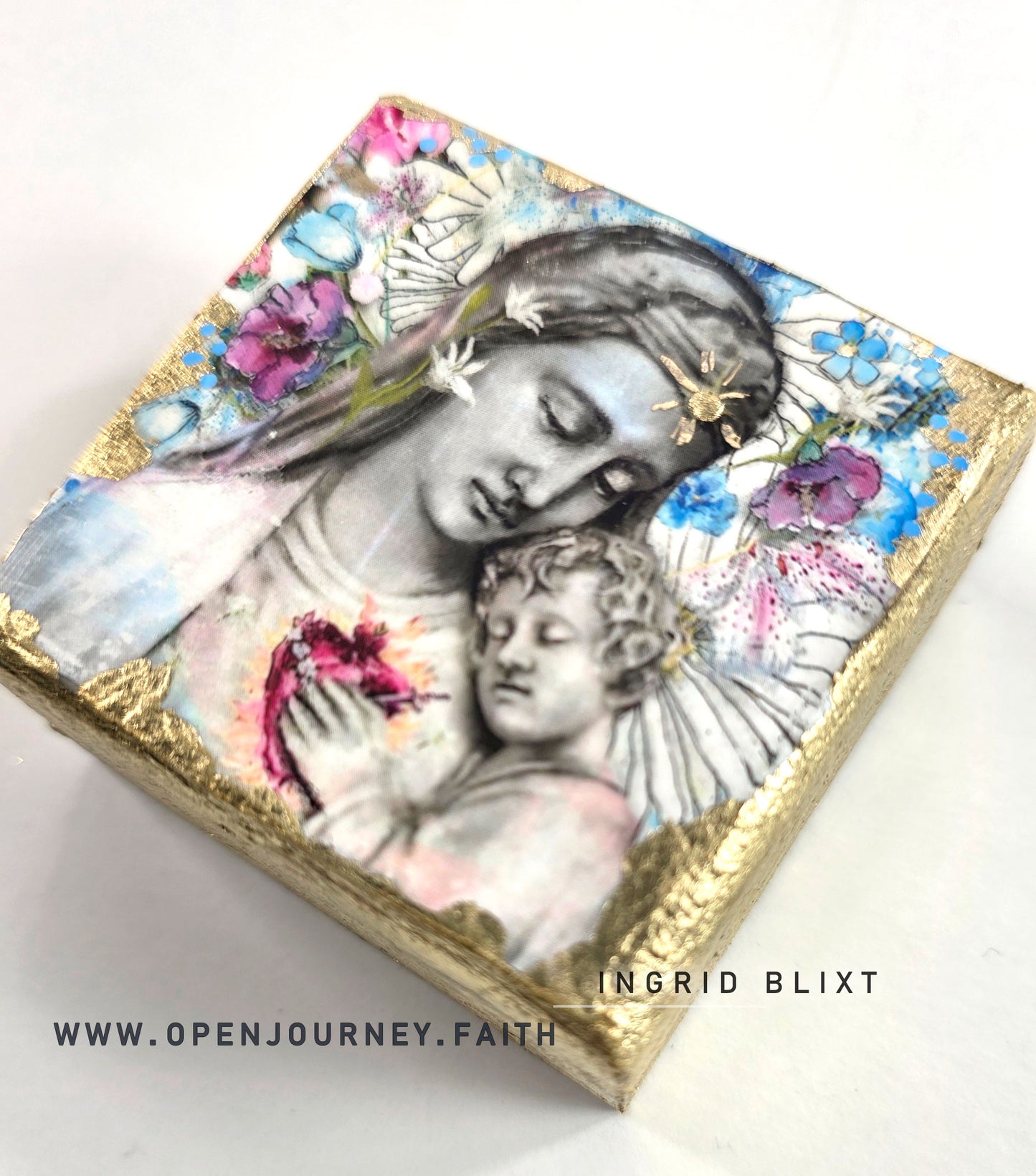 Blessed Mother and Jesus - mix media small Icon