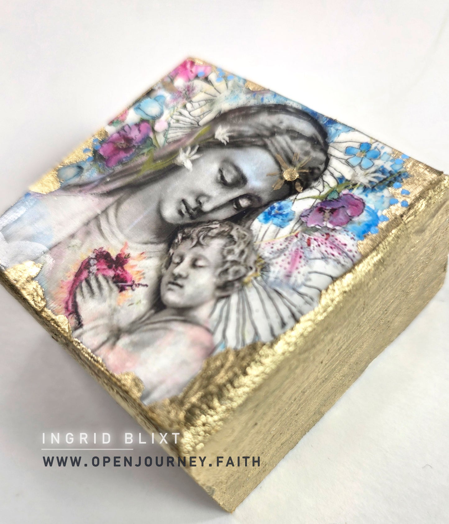 Blessed Mother and Jesus - mix media small Icon