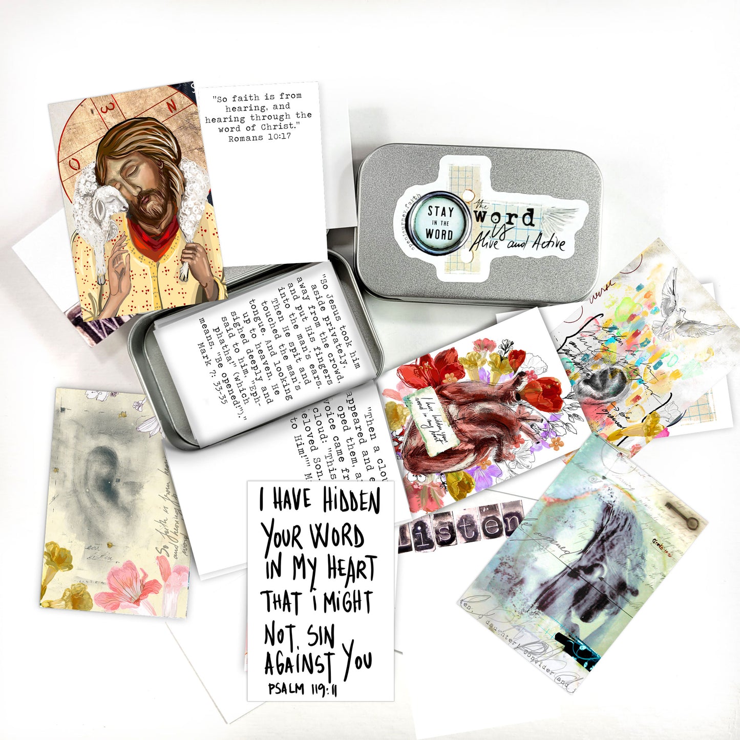 LISTEN kit ADD ON - Bible Verse cards with option of Tin Box
