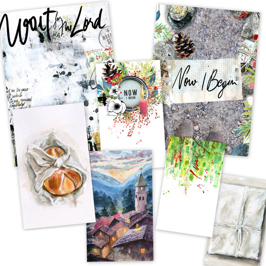 New Beginning  - Advent set of 8 journaling cards mix