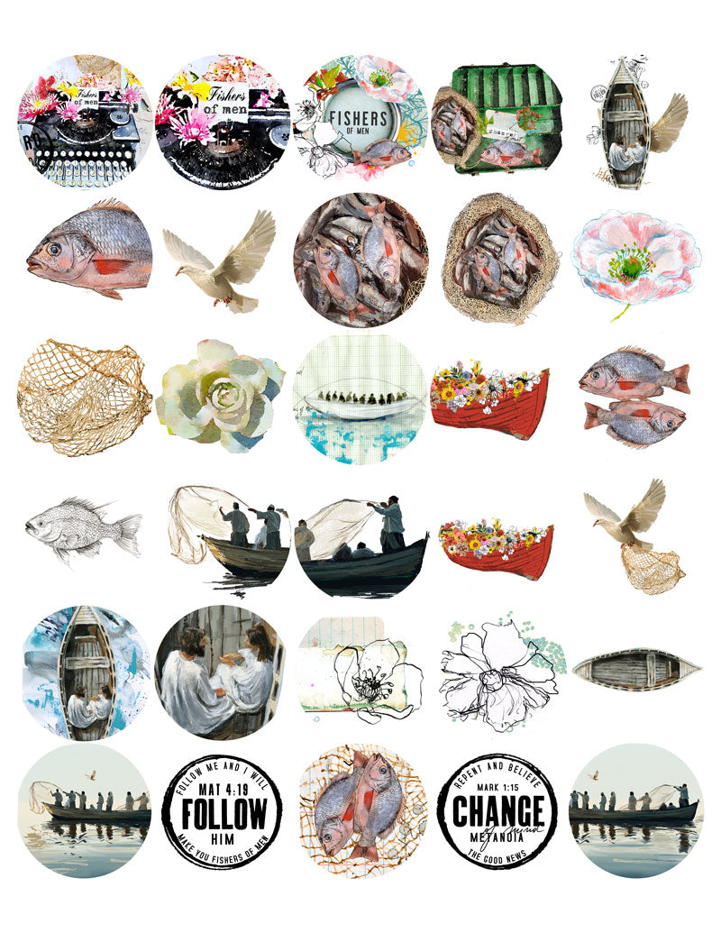 Fishers of Men ADD ON - digital download- Journaling Stickers and cards