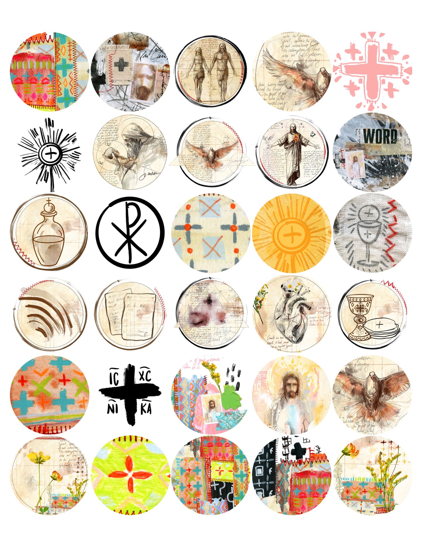 MARKS 2 sticker pack - circular and rectangular stickers for Bible Journaling