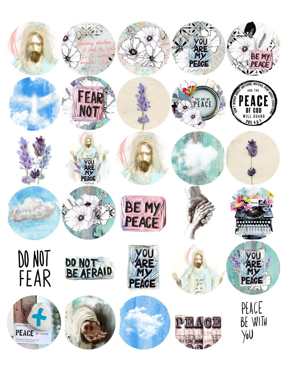 PEACE kit ADD ON - Journaling Stickers and cards- digital download