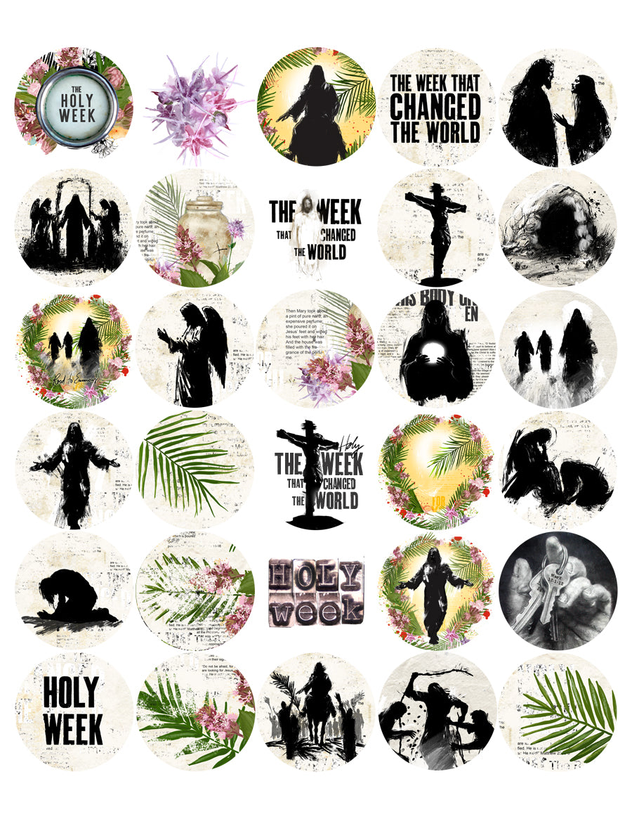 HOLY WEEK kit ADD ON - Journaling Stickers and cards- digital download