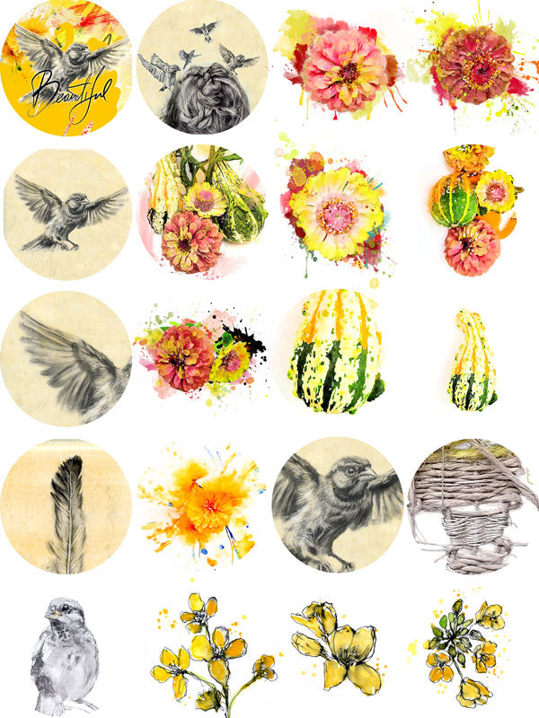 ADD ON Beautiful 3 - Journaling Post Stamps and Stickers - digital download