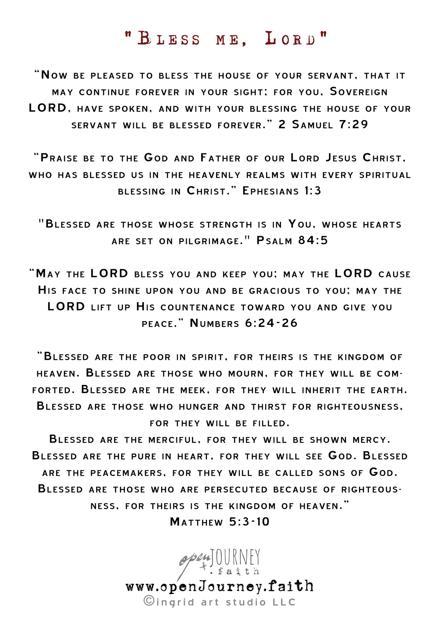 Bless Me Lord- Jesus Blessing Prayer Card and Prints
