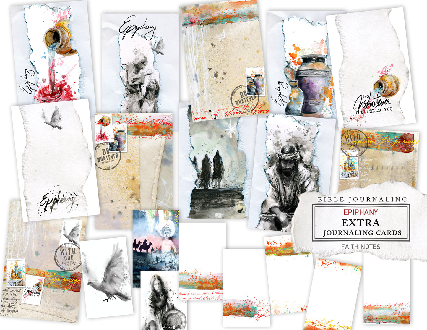 EPIPHANY- set of 19 journaling cards mix