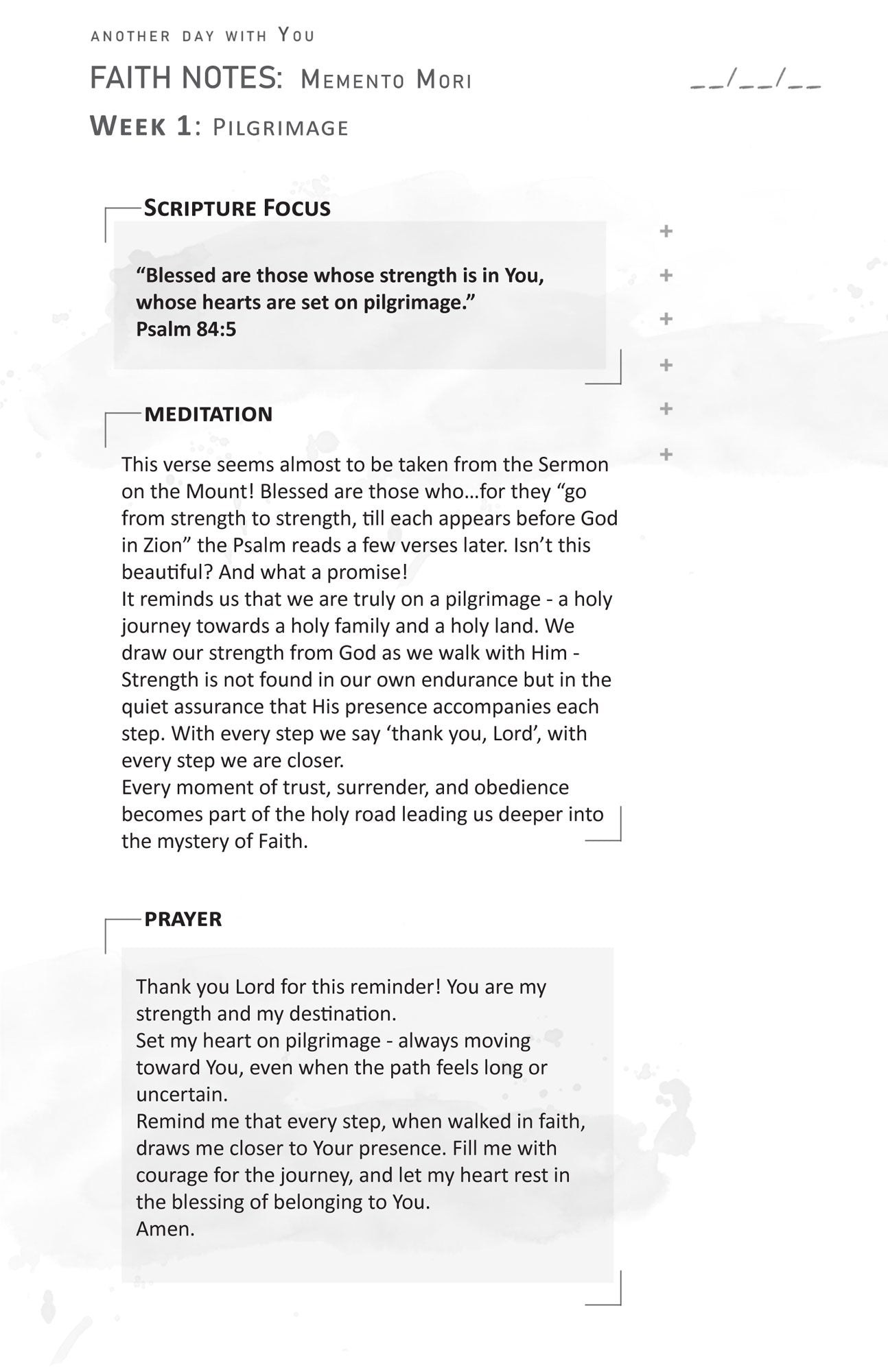MEMENTO MORI kit Prayer Journal pages