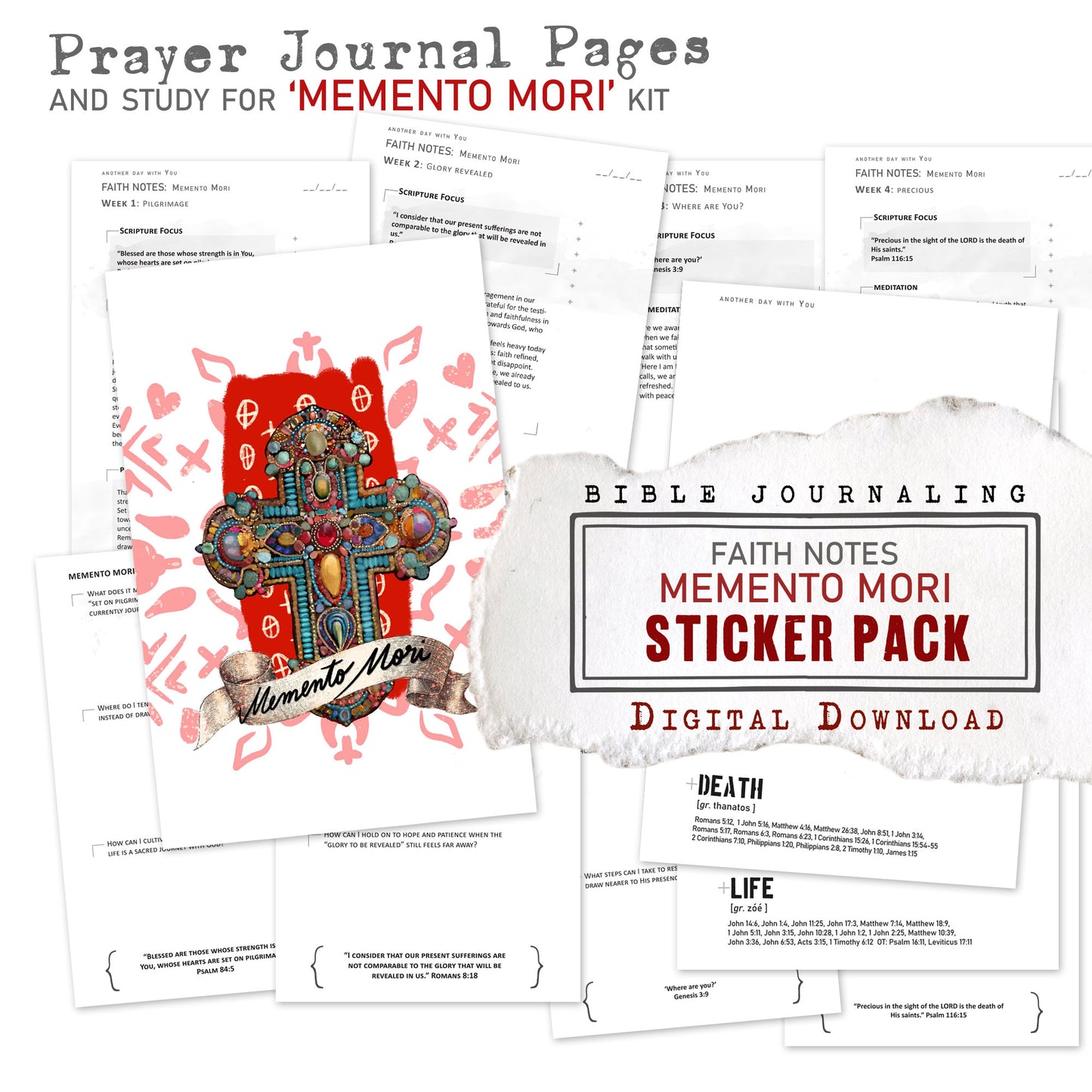 MEMENTO MORI kit Prayer Journal pages