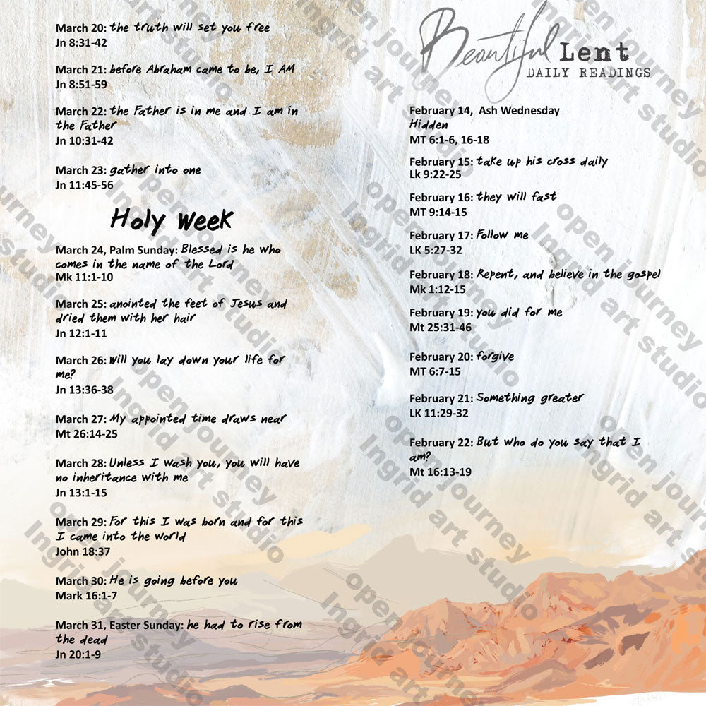 Beautiful 6 - ADD ON - LENT Scripture reading plan, Post Stamps and word stickers