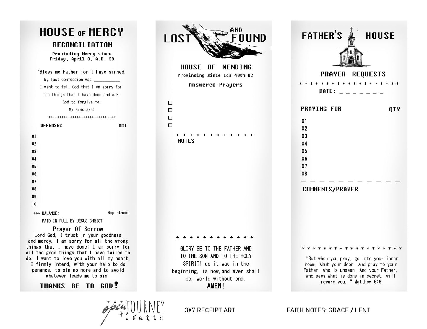 GRACE-LENT- Faith Receipts Journaling Elements