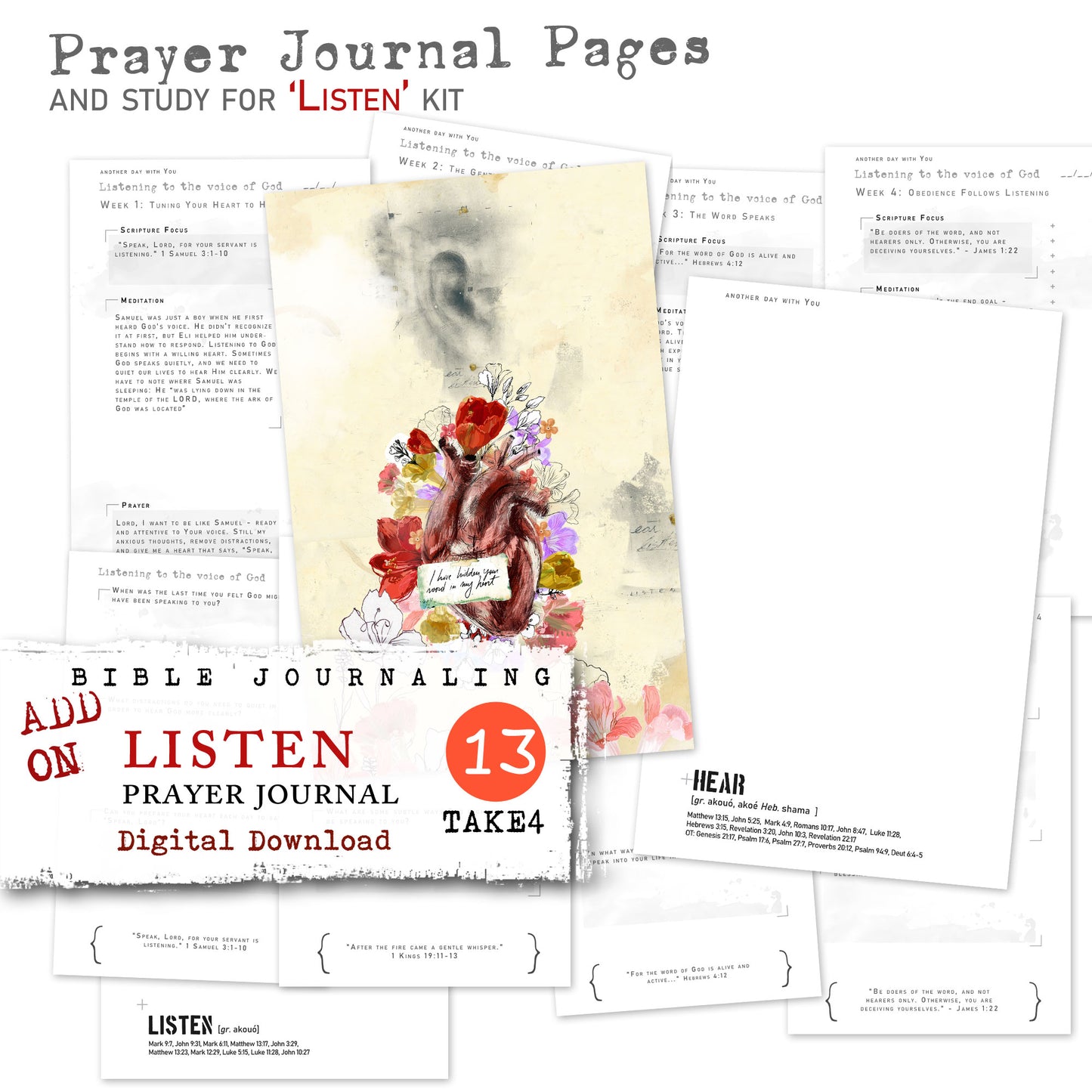 LISTEN kit Prayer Journal pages - add-on