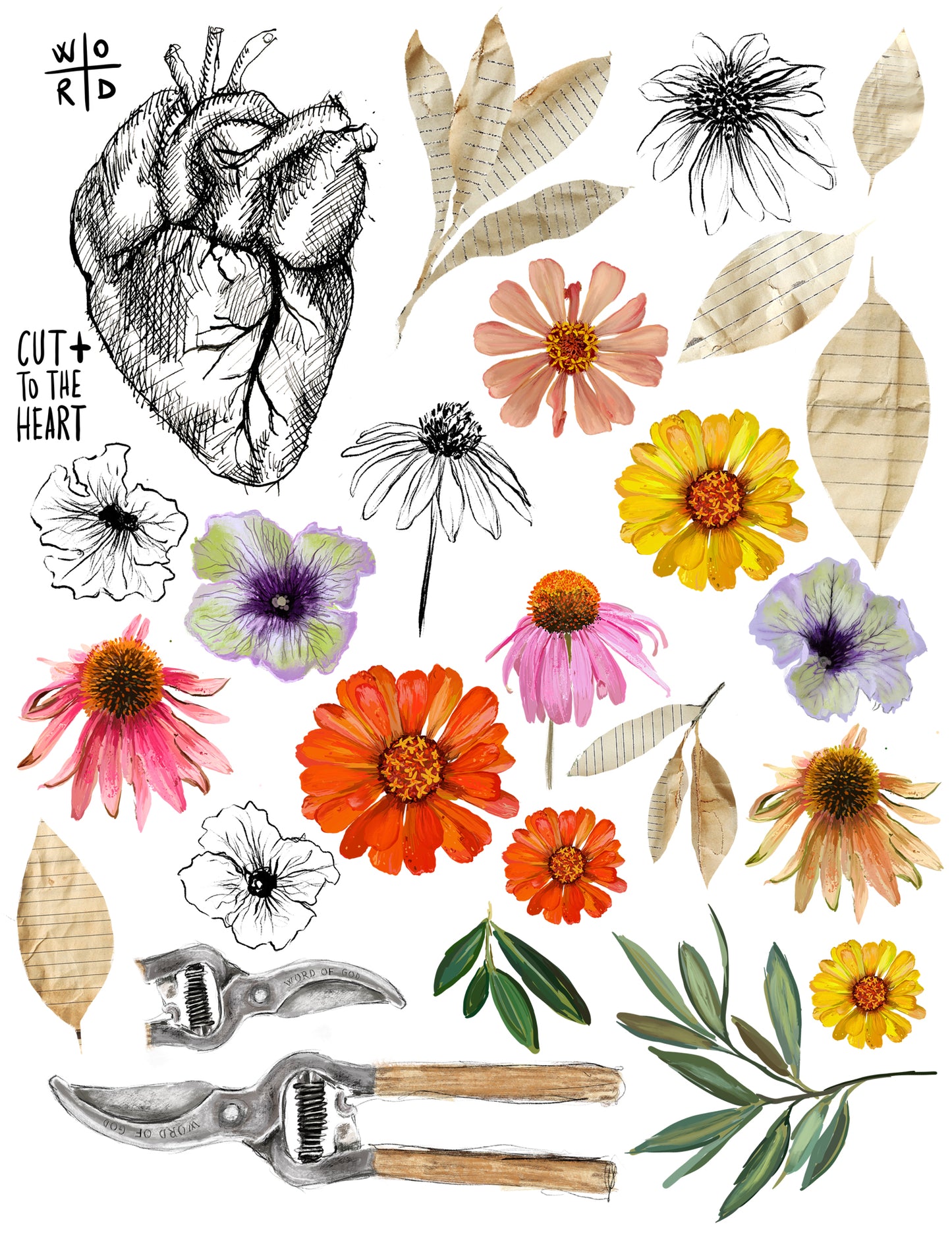 Heart Cut- ADD ON kit - Journaling die cuts
