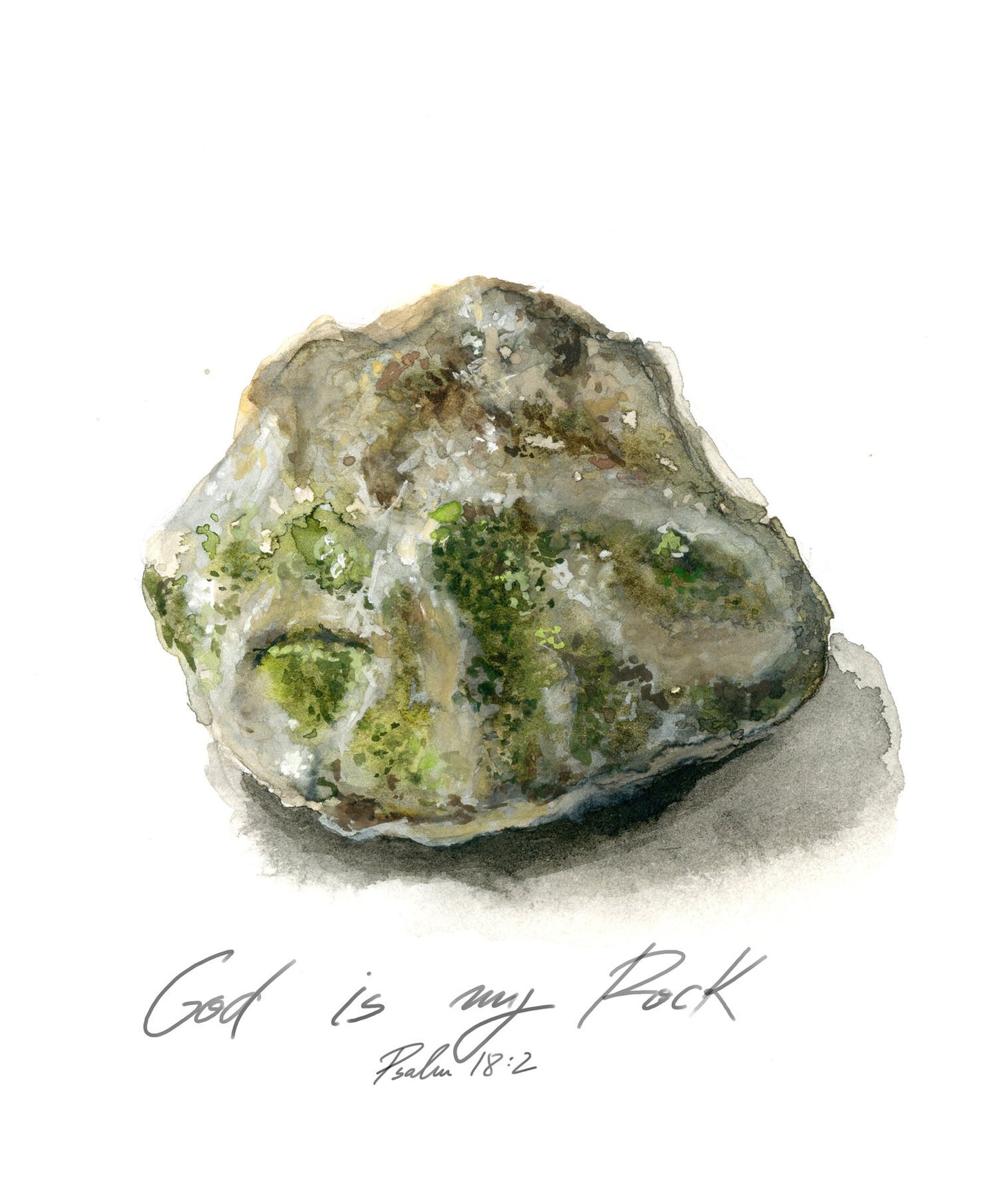 God is my Rock - original watercolor painting