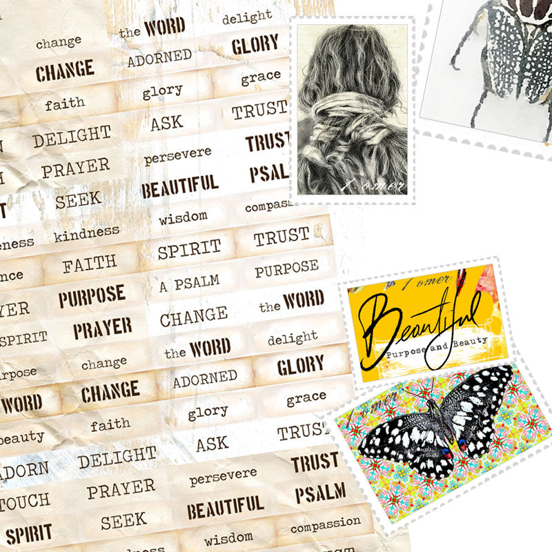 ADD ON Beautiful 2 (Purpose and Beauty) - Journaling Post Stamps and Words - digital download