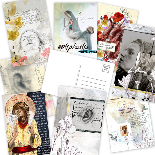 LISTEN- set of 8 postcards