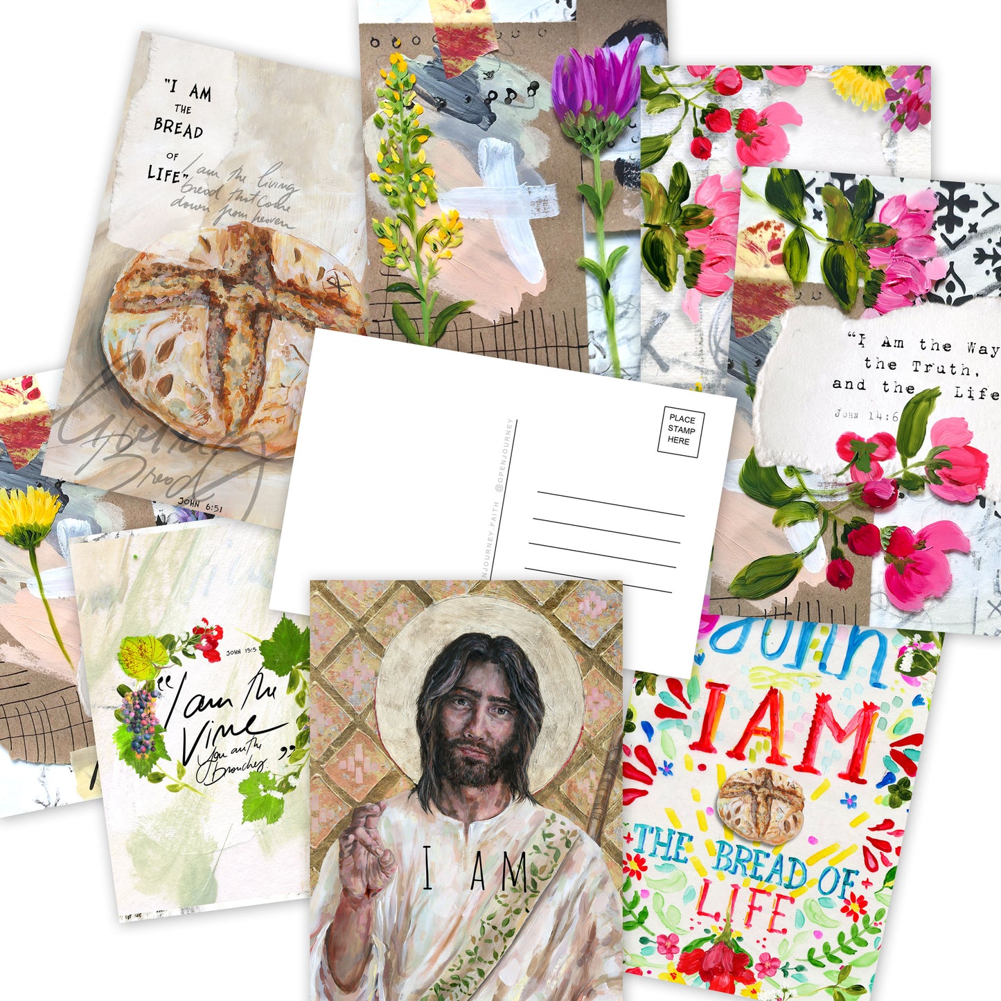 I AM POSTCARDS- set of 8 postcards - I Am the Way, I Am the True Vine