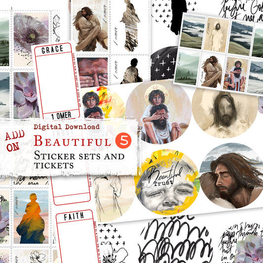 ADD ON Beautiful 5 TRUST - Journaling Post Stamps and Stickers - digital download