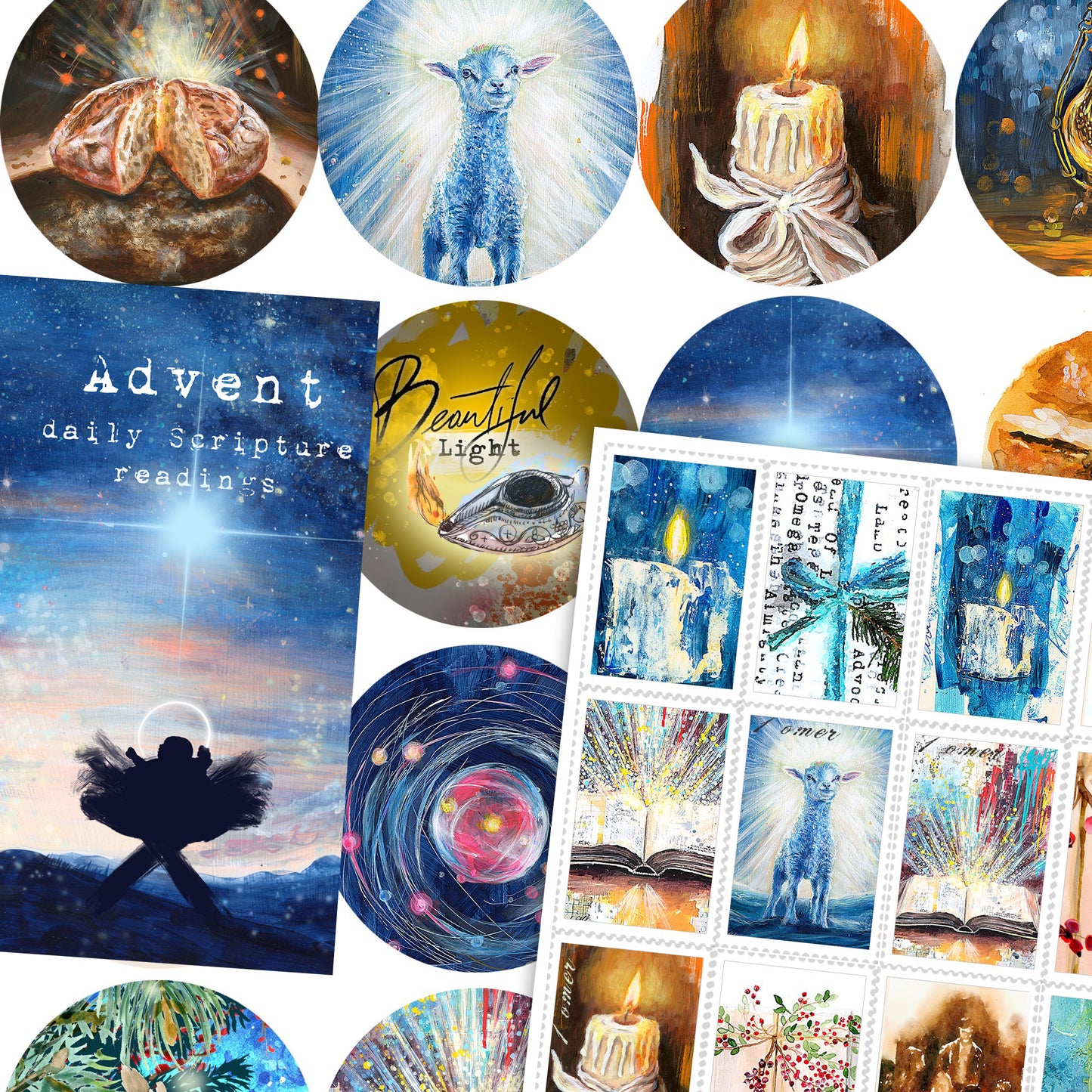 Beautiful 4 - ADD ON  - Advent Scripture reading plan, Post Stamps and circular stickers