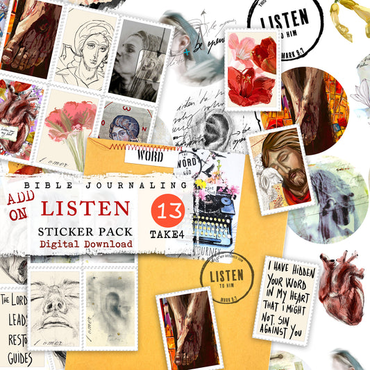 LISTEN kit ADD ON  - Journaling Stickers and cards- digital download