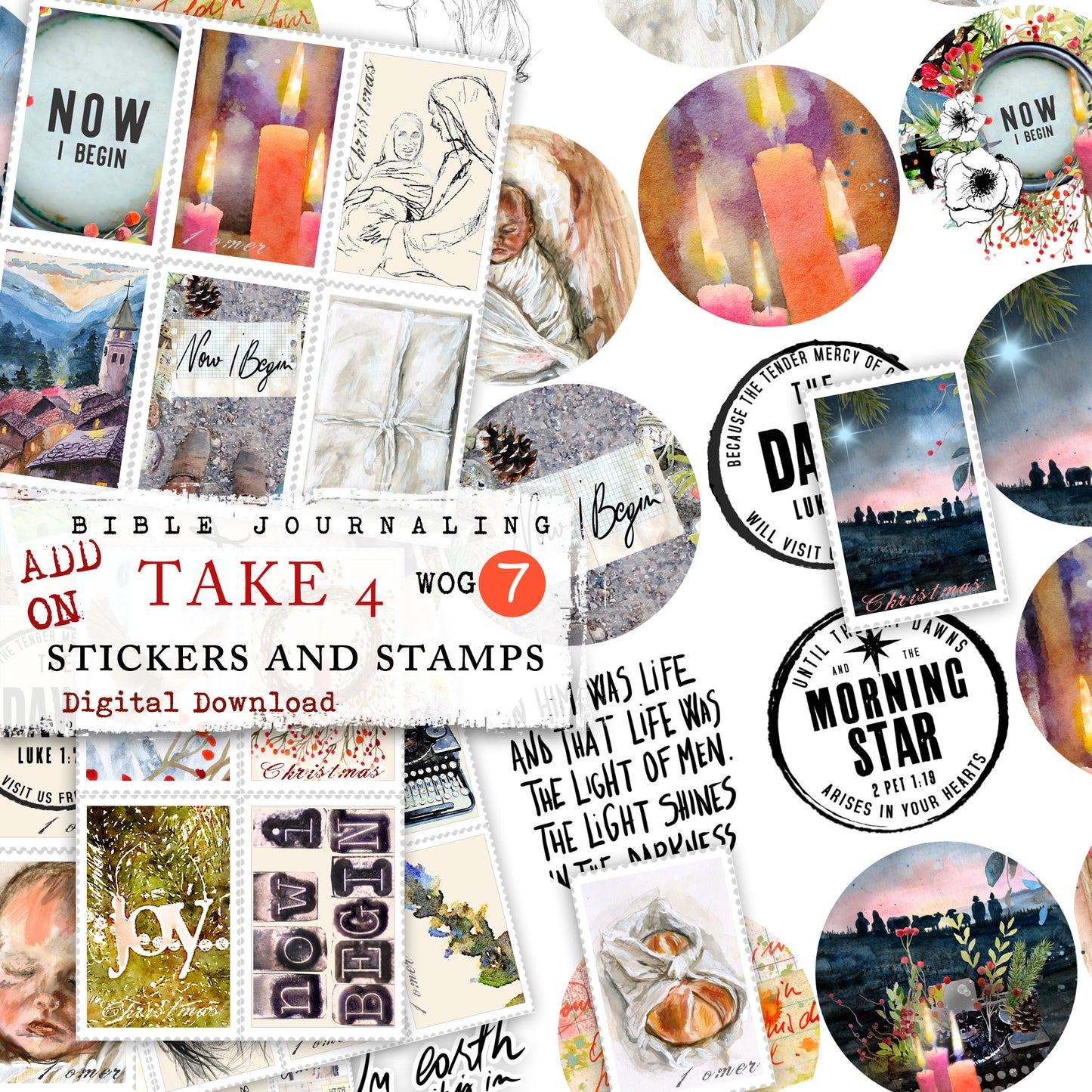 New Beginning kit ADD ON - Journaling Stickers and cards- digital download