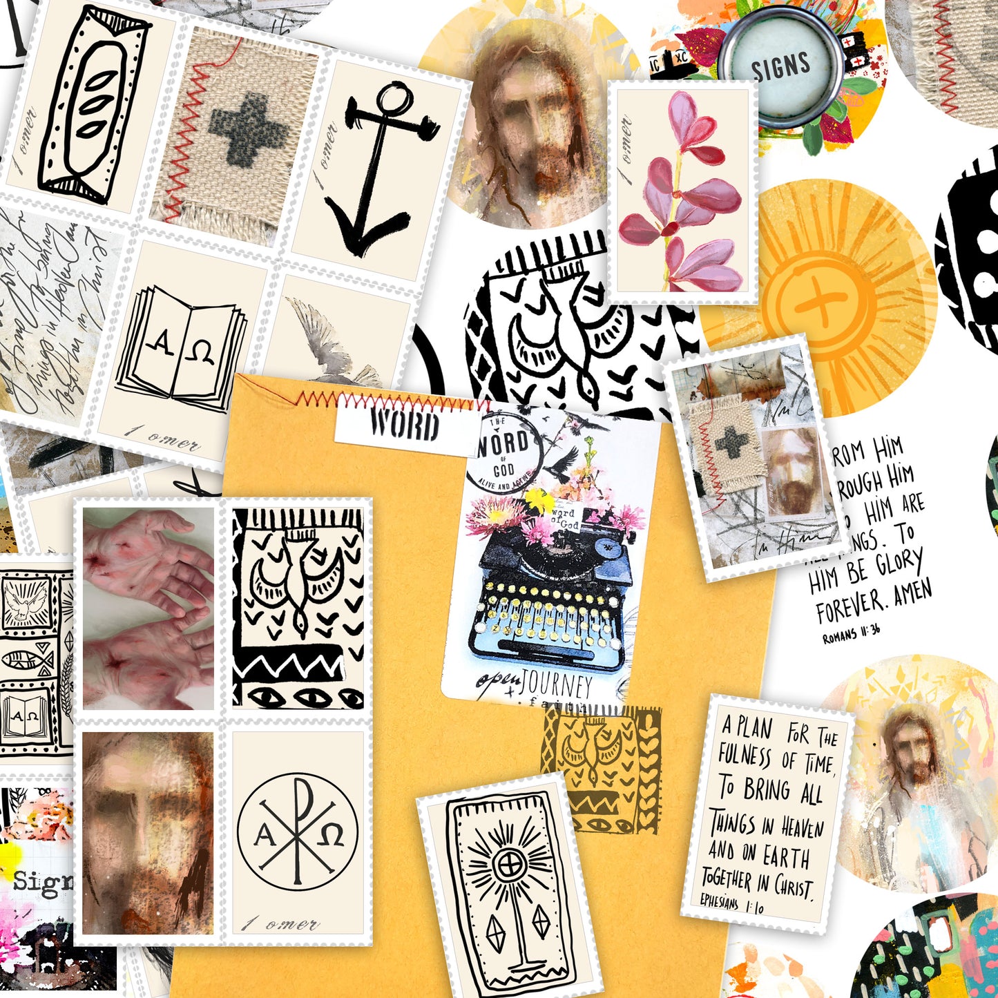 MARKS sticker pack - circular and rectangular stickers for Bible Journaling