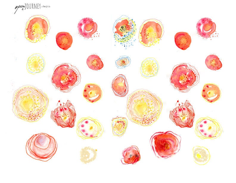 Watercolor floral elements and backgrounds - digital download for bible journaling, card making and craft