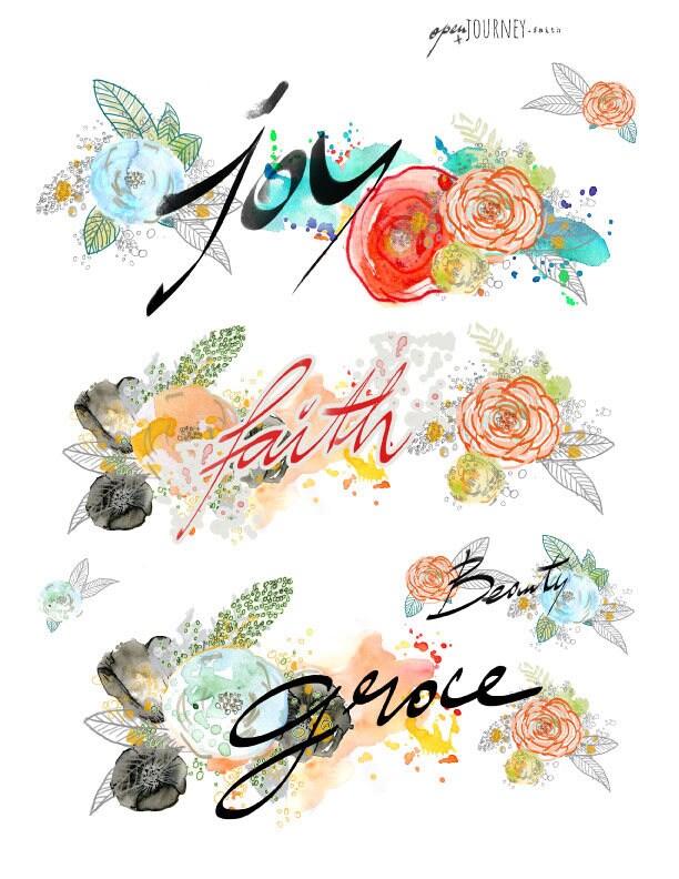 Floral Headers and Titles - digital download for bible journaling, card making and craft