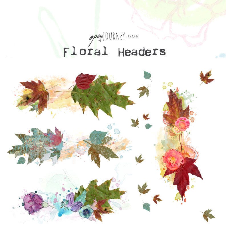 Floral Headers - digital download for bible journaling, card making and craft
