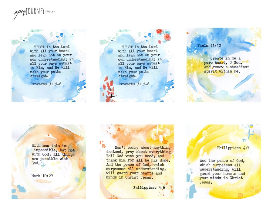 Inspirational Bible Verse Cards - set of 24 - digital download