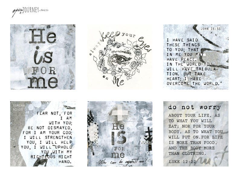 Inspirational Bible Verse Cards and art - set of 24 - digital download