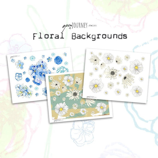 Watercolor floral elements and backgrounds - digital download for bible journaling, card making and craft