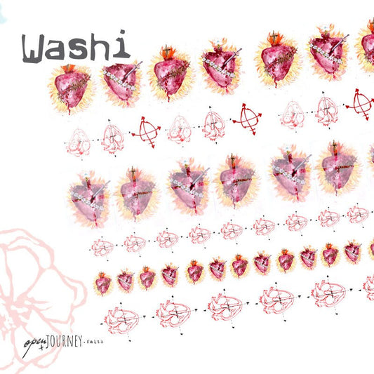Washi Strips, Sacred Heart - digital download for bible journaling, card making and craft