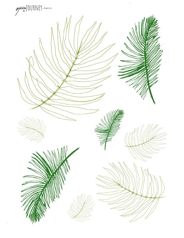 Palm leaves Illustrations - digital download for bible journaling, card making and craft