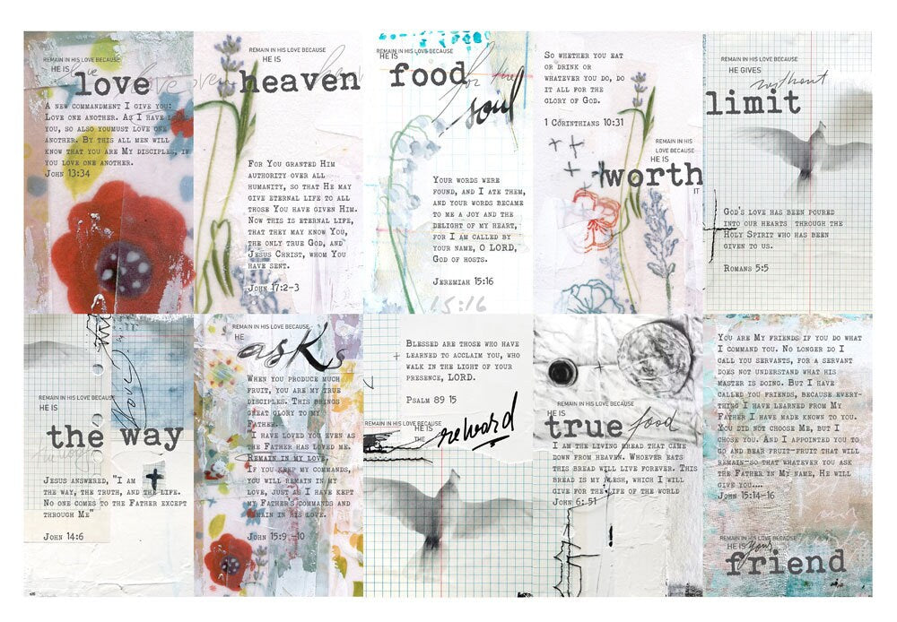 Remain in My Love - set of 40 Bible Journaling Cards with prompts and Bible verses