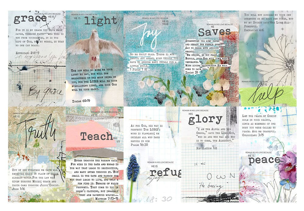 Remain in My Love - set of 40 Bible Journaling Cards with prompts and Bible verses