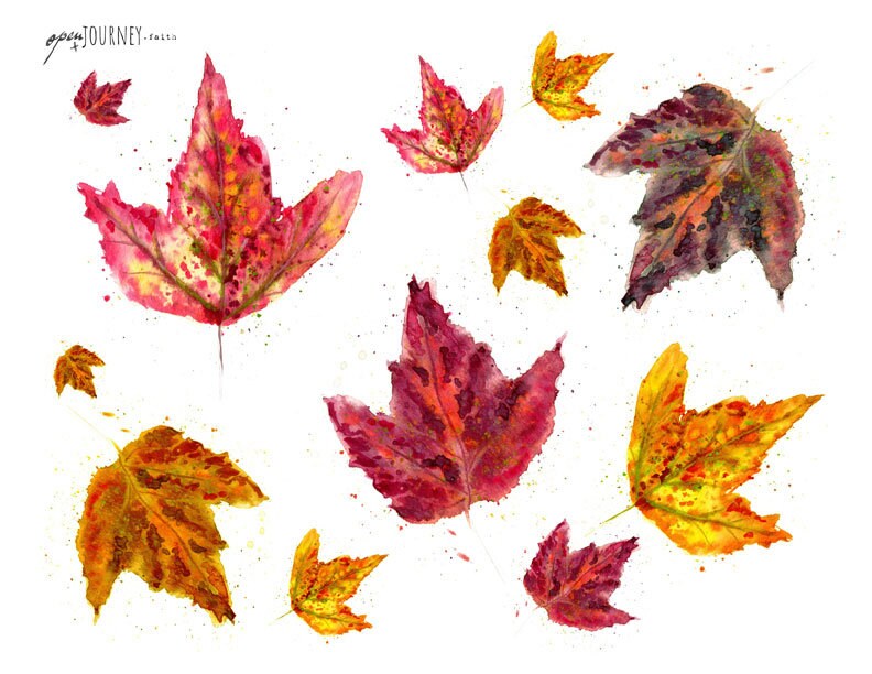 Change is Beautiful - digital download fall leaves and hand lettered titles for Bible Journaling