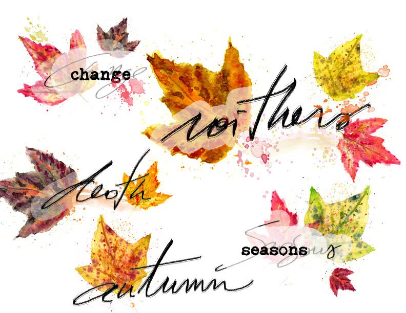 Change is Beautiful - digital download fall leaves and hand lettered titles for Bible Journaling