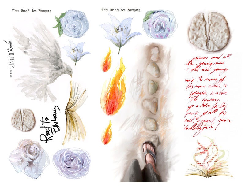The Road to Emmaus- a creative bible study, Bible journaling creative devotional - digital download