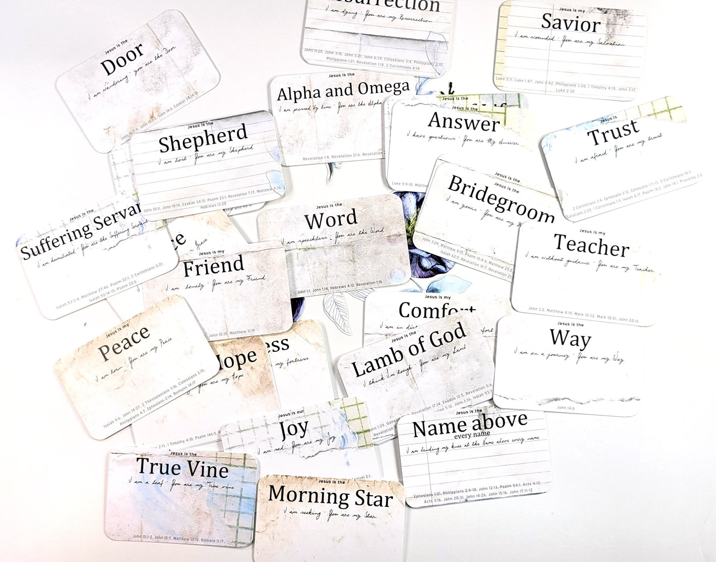 His Name - 33 Names of Jesus card set (with Bible verse references)